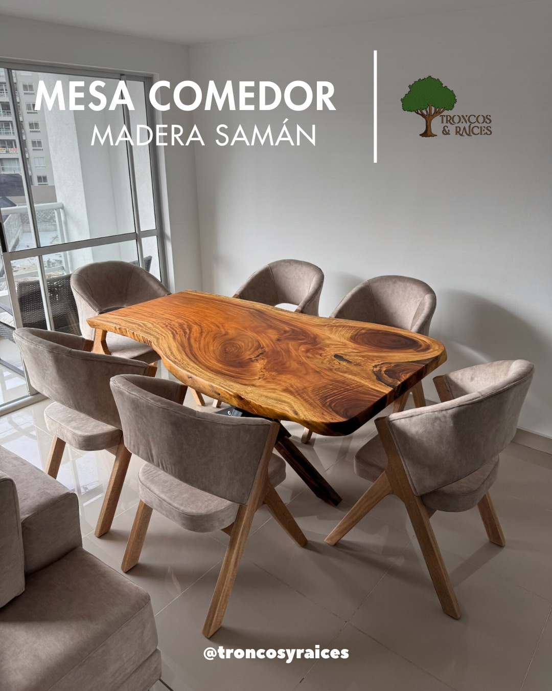 Mesa Comedor Tronco Rectangular de Samán (1.8m) - Image 2