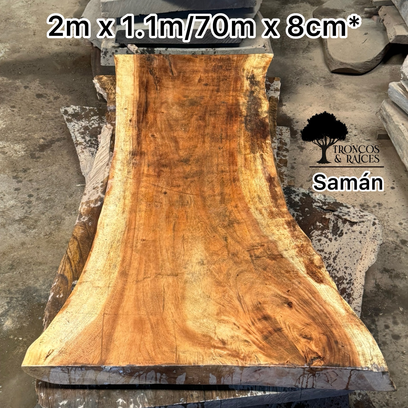 Mesa Comedor Tronco Rectangular Samán (2m x 1.1m)
