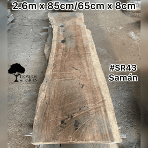 Mesa alargada de samán para 8 puestos