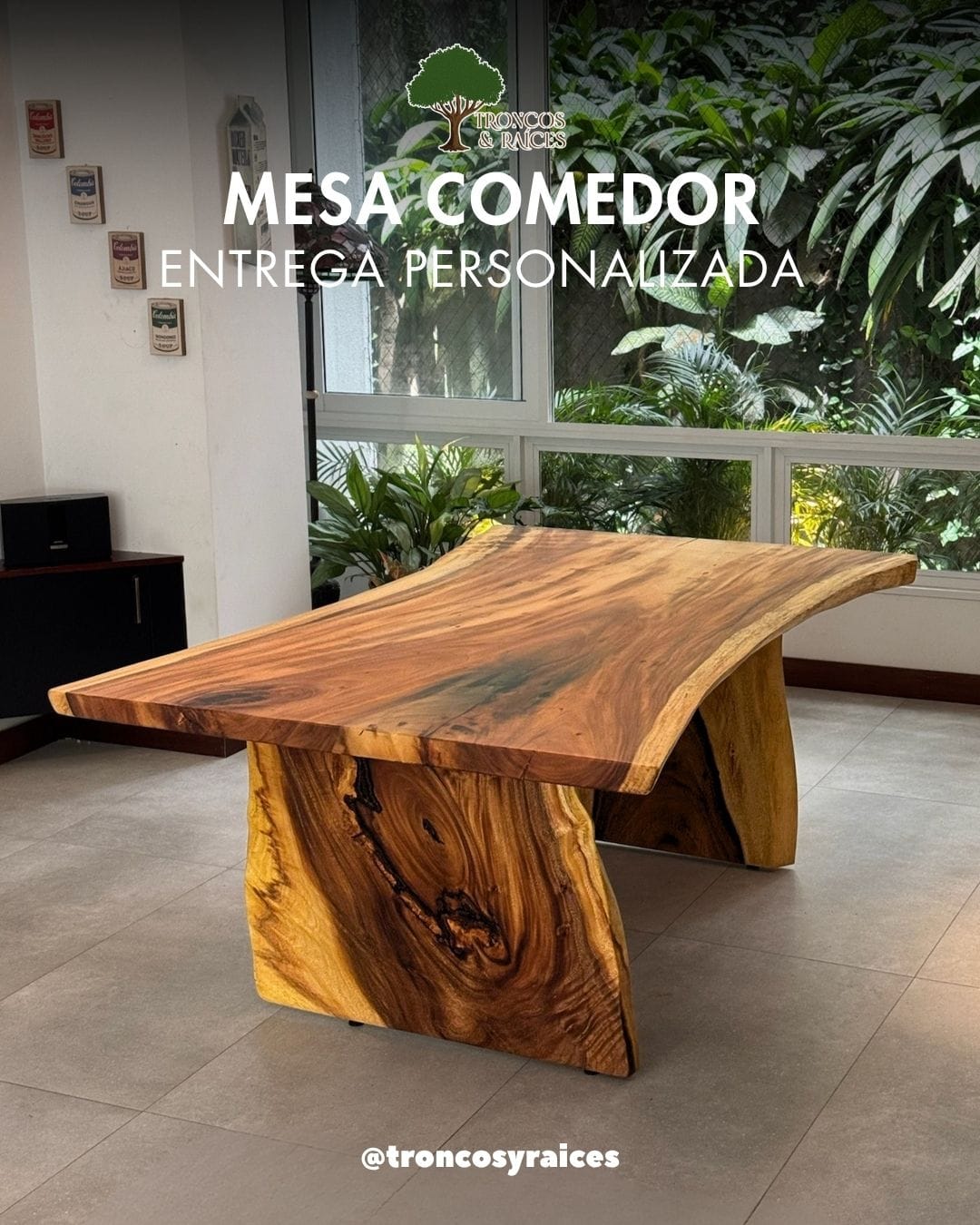 Mesa pareja de samán claro para 6 puestos