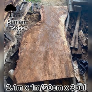 Mesa irregular de samán para 6 puestos