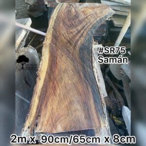 Mesa con curvatura natural de saman para 6 puestos