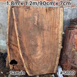 Mesa vetiada de samán para 6 puestos