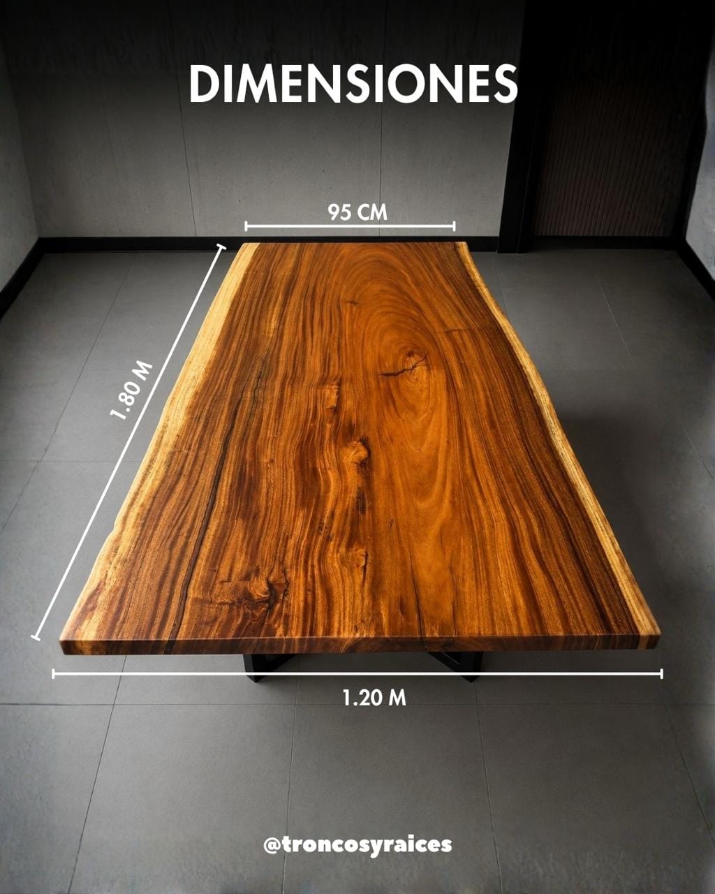 Mesa rectangular de samán para 6 puestos