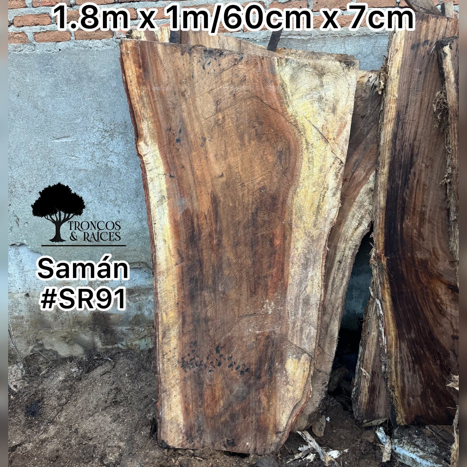 Mesa rectangular de saman para 6 puestos