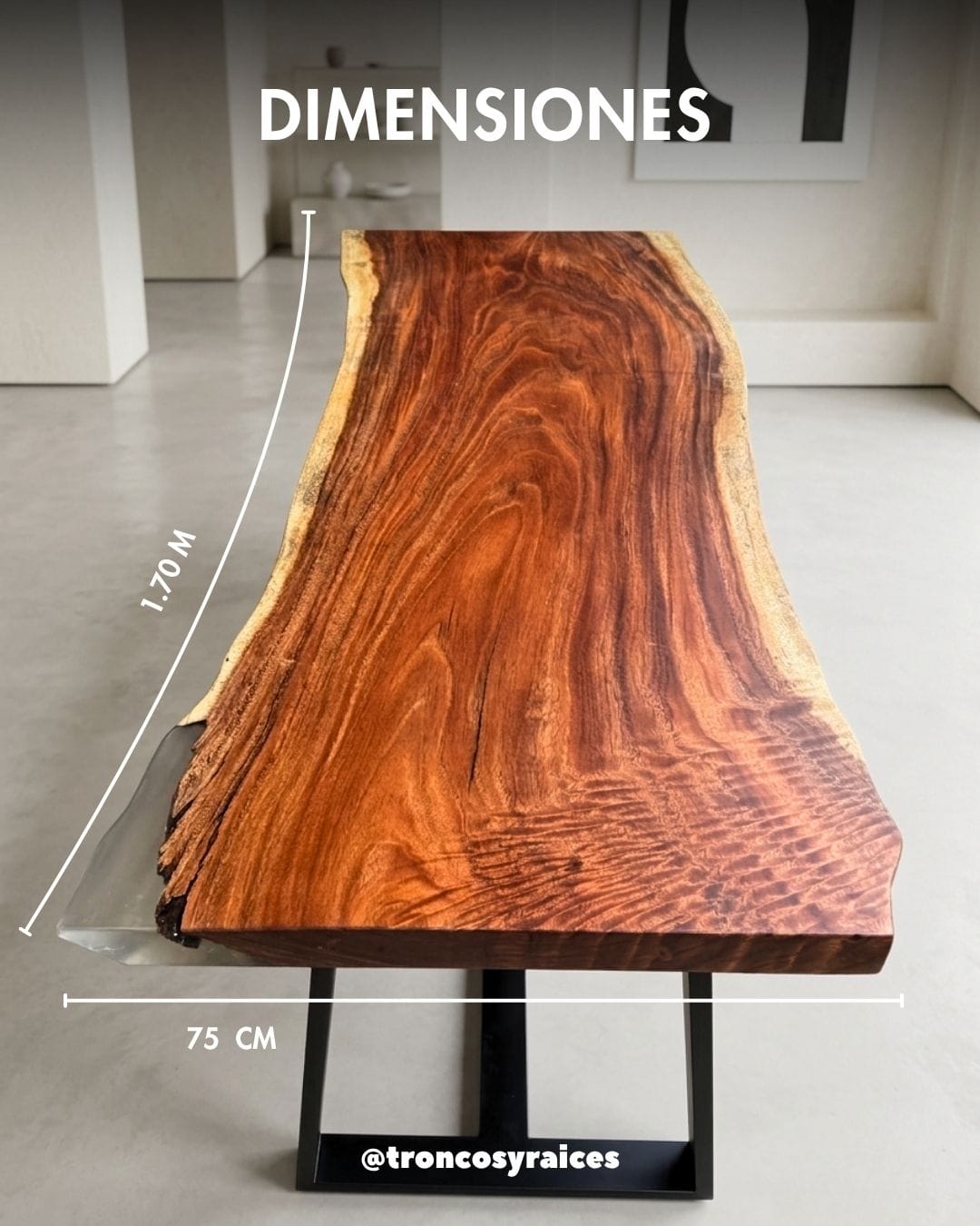 Tronco rectangular de samán para escritorio